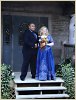 The married couple in front of the chapel.